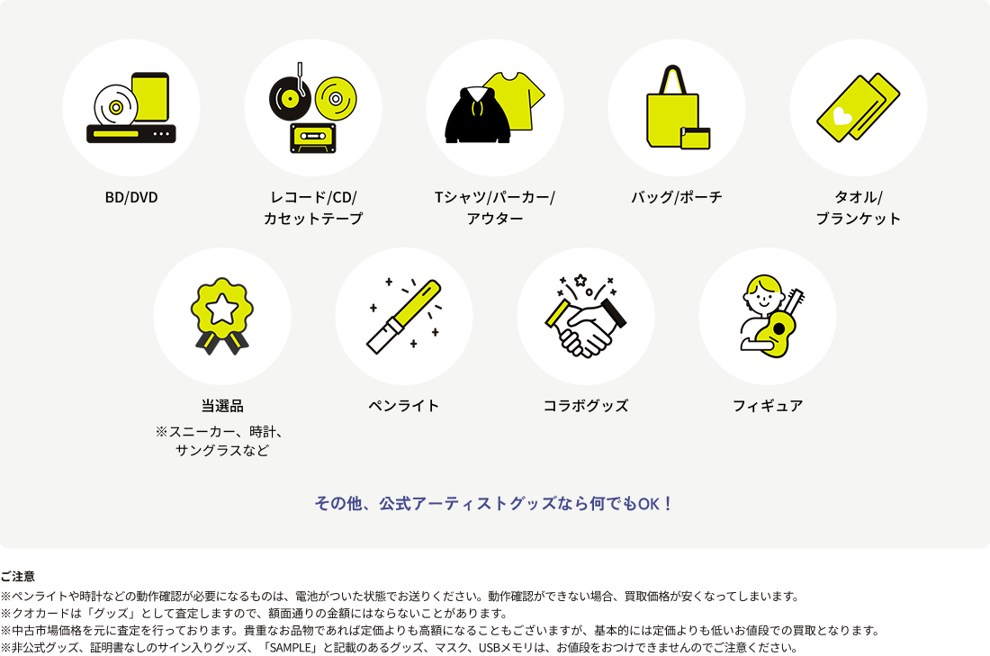 買取査定できるアイテム一覧